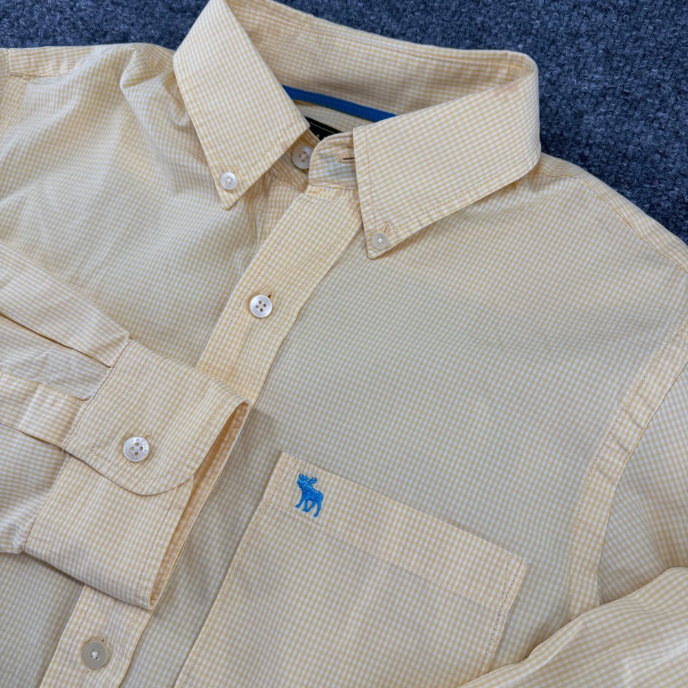 Abercrombie & Fitch Button Down Mens M Preppy Cotton Gingham Regular Yellow Y2K
